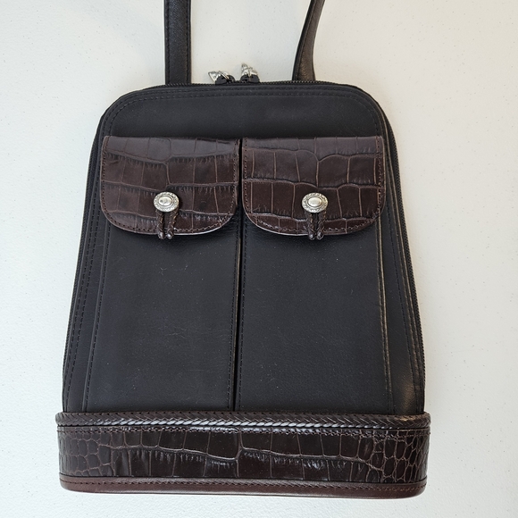 Brighton VTG Small Slim Black Leather Shoulder Bag - Picture 4 of 14